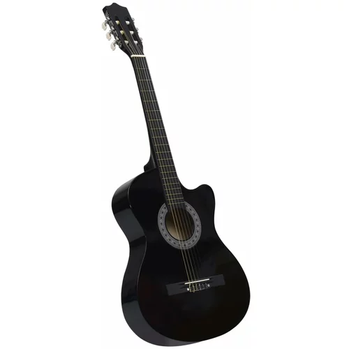 vidaXL Klasična gitara Western s prorezom i 6 žica crna 38 "