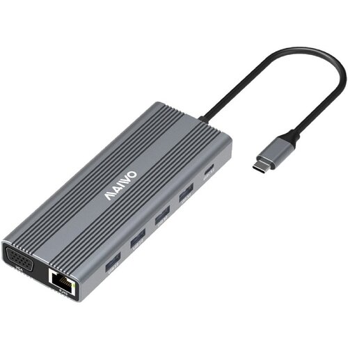 Maiwo USB Tip-C 12 u 1 Docking USB3.0+SD/TF+RJ45+HDMI*2+VGA+Audio+US B-C PD+USB-C data, KH12RHV Slike