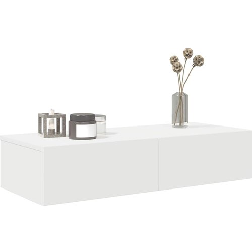  Zidna polica s ladicama bijela 80x33x17 cm izrađeno drvo Slike