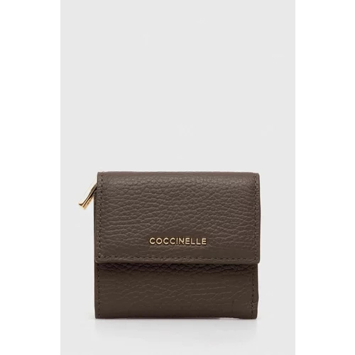 Coccinelle Usnjena denarnica ženski, rjava barva