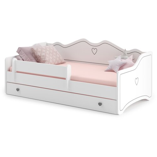 Kobi Furniture Emma - enojna postelja 160x80 v kompletu s predalom, ograjo in vzmetnico, (20626026) Cene