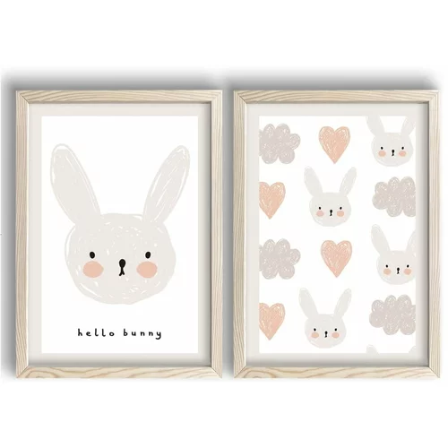 Wallity Otroške slike v kompletu 2 ks 38x53 cm Hello Bunny – Wallity