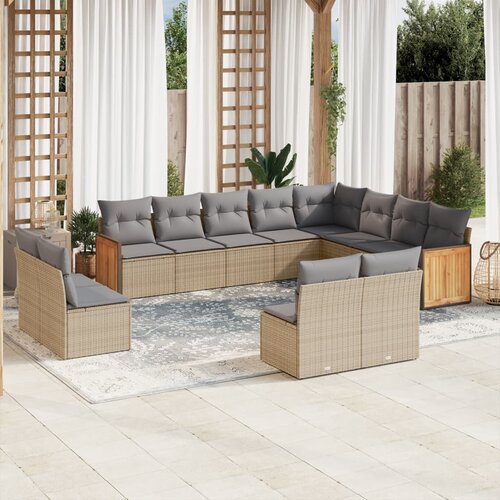 vidaXL 12-dijelni set vrtnih sofa od poliratana s jastucima bež Cijene
