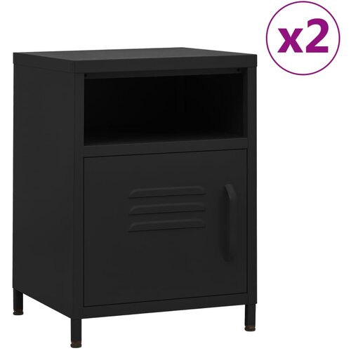 VidaXL Nočne omarice 2 kosa črne 35x35x51 cm jeklo Slike