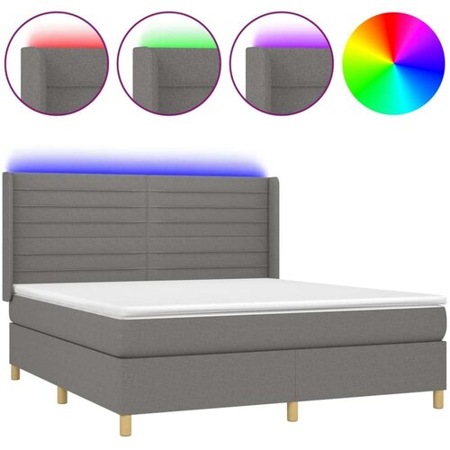  Krevet box spring s madracem LED tamnosivi 160x200 cm tkanina Slike