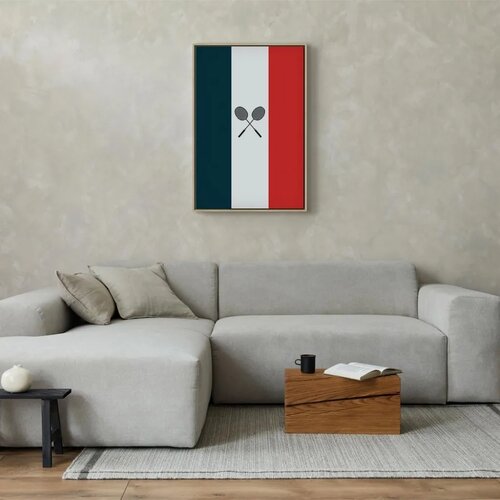  Slika - Black Badminton Rackets Against the Backdrop of the French Flag 60x90 U prirodnom drvenom okviru Slike