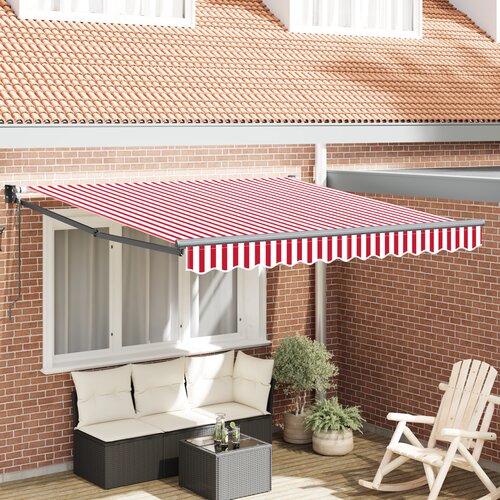 VidaXL avtomatska retraktibilna tenda rdeča in bela črta 300x250 cm Slike