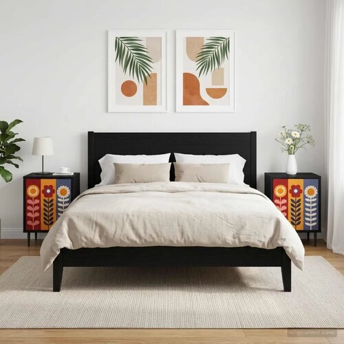  Noćni ormar ESSEN 2 kom. Crni hrast 36 x 33 x 51 cm - Uzorak suncokreta 2 Slike