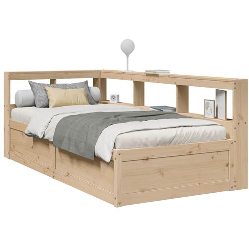 VidaXL Krevet s regalom za knjige bez madraca 90x200 cm od borovine Slike