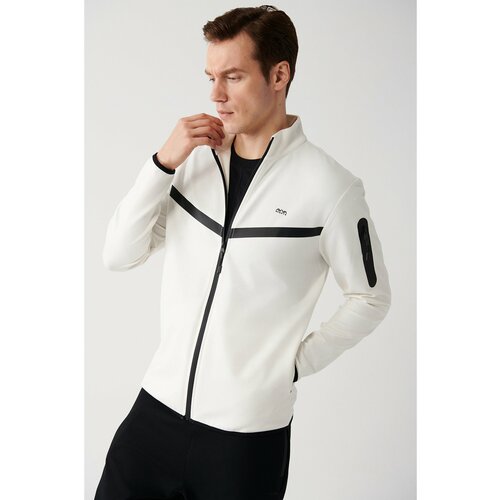 Avva Men's Ecru Interlock Fabric High Neck Printed Standard Fit Normal Cut Sweatshirt Cene