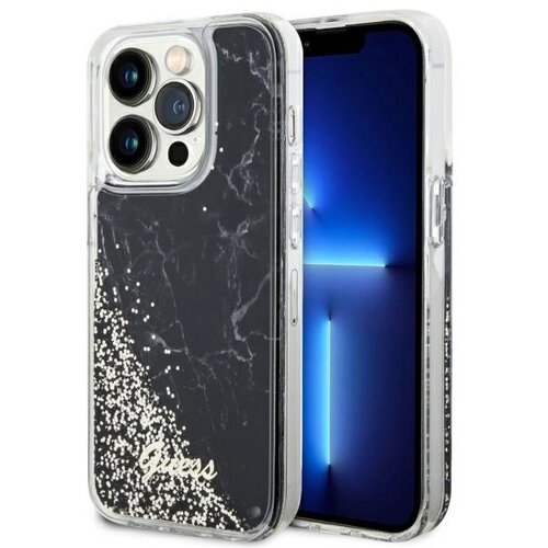 Guess OVITEK LIQUID GLITER MARMLE CASE ZA IPHONE 14 PRO ČRN, (21834401) Cene