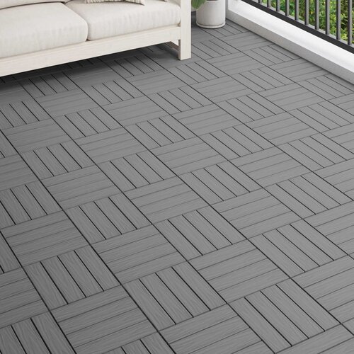  Pločice za decking 11 pcs Sivi 30 x 30 cm Drvoplastična smjesa Cijene