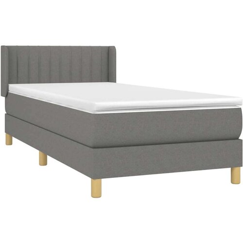  Krevet s oprugama i madracem tamnosivi 90 x 190 cm od tkanine Slike