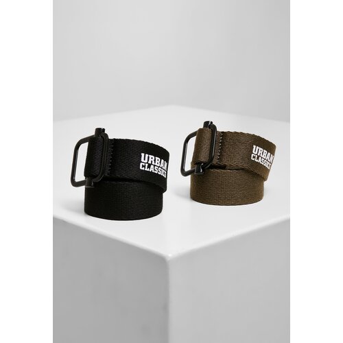 Urban Classics Industrial Canvas Belt 2-Pack Black/Olive Slike