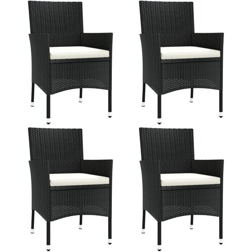 Maison Chic Vrtni stoli - Stol za vrt z blazinami 4 kosi poli ratan črni JS2239, (21876650) Slike