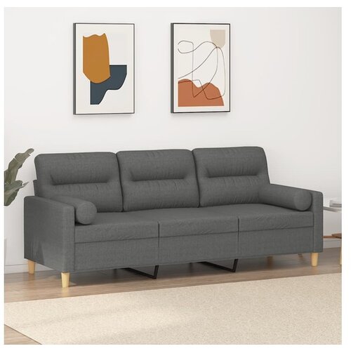 VidaXL Kavč trosed z blazinami temno siv 180 cm blago Slike