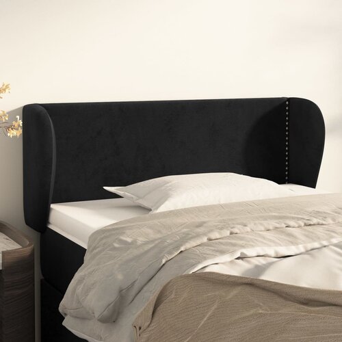  Uzglavlje s u&amp;scaron;ima crni 83x23x78/88 cm bar&amp;scaron;unasti Slike