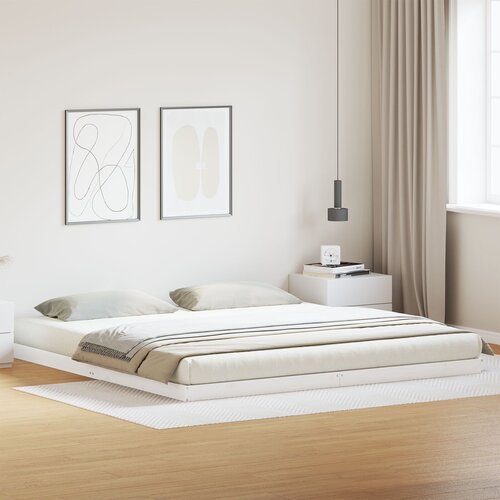 VidaXL Postelja z okvirjem bela 180x220 cm trden bor Slike
