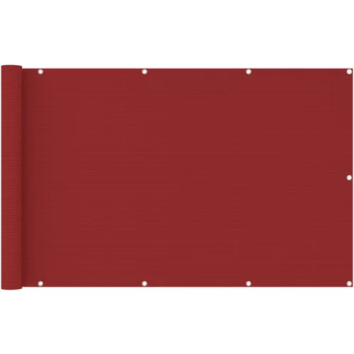 vidaXL balkonski zastor crveni 120 x 600 cm HDPE