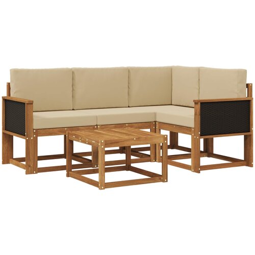  Set vanjskih sofa 5 kom. Prirodna i bež Poliester Smeđa 59 x 59 x 37 cm Slike