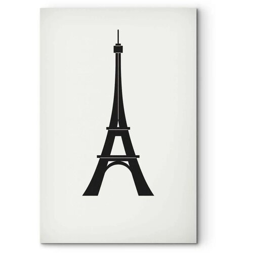  Slika - Eiffel Tower Simple Graphics in Black and White 60x90 Na talijanskom platnu Slike