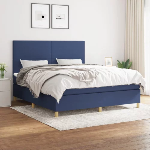  Krevet s oprugama i madracem plavi 180x200 cm od tkanine