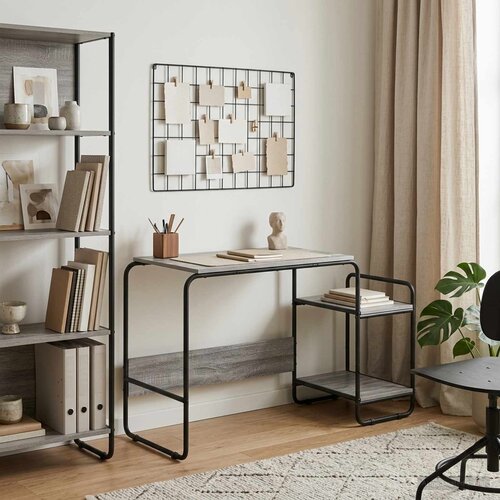  Stol s pohranom Siva Sonoma 131.5 x 50 x 75.5 cm Slike
