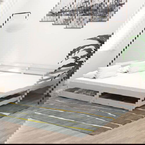 VidaXL Izvlečna dnevna postelja 2x(90x200) cm bela trdna borovina Slike