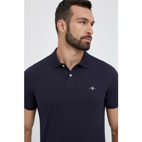 Gant Pamučna polo majica boja: tamno plava, glatki model