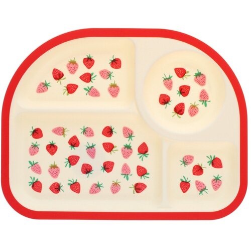 Rex London Crveni/bež plastičan dječji tanjur 21x27 cm Little Strawberry &ndash; Cijene