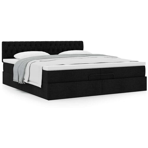 VidaXL Otomanski krevet s madracem crni 200x200 cm tkanine Slike