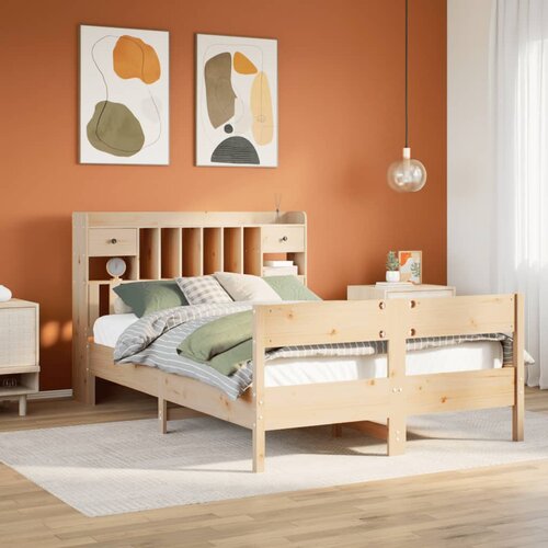 VidaXL Krevet s regalom za knjige bez madraca 160x200 cm od borovine Slike