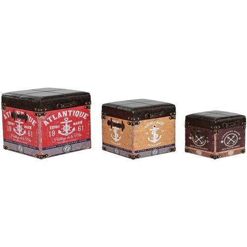  Set ukrasnih kutija Home ESPRIT Smeđa Pisana Poliuretan Drvo Vintage (3 Dijelovi) Slike