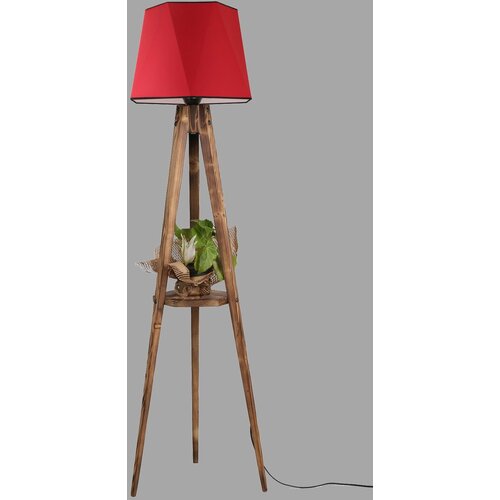 Opviq Sehbalı tripod lambader yanık altıgen kırmızı abajurlu red floor lamp Cene