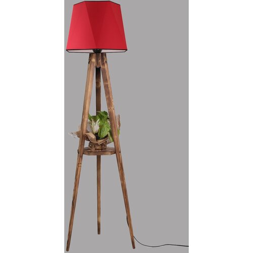 Opviq Sehbalı tripod lambader yanık altıgen kırmızı abajurlu red floor lamp Slike