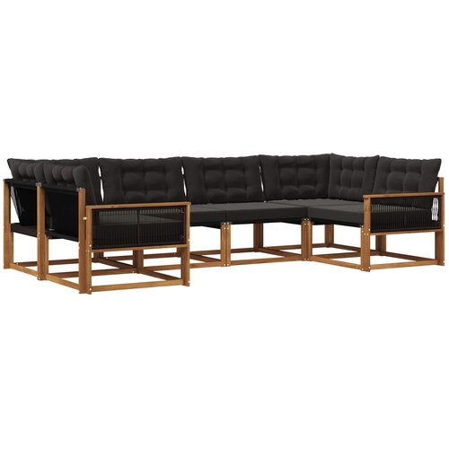 vidaXL Zunanja garnitura za sedenje z blazino 6 pcs Naravna in črna, (5000273238) Cene