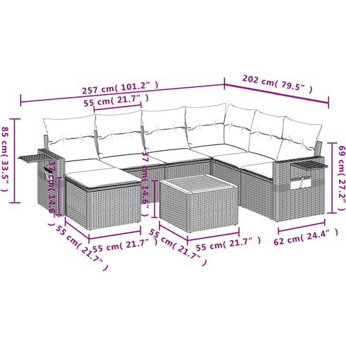  8-dijelni set vrtnih sofa od poliratana s jastucima crni Crna 62 x 62 x 69 cm Slike