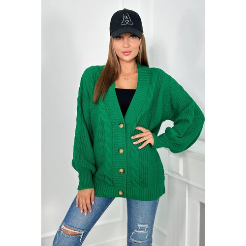 Kesi Buttoned sweater with puff sleeves green Slike