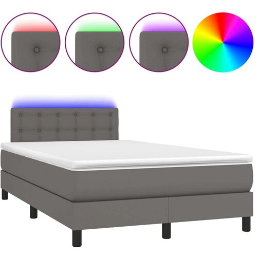 Krevet box spring s madracem LED sivi 120x200cm od umjetne kože Slike