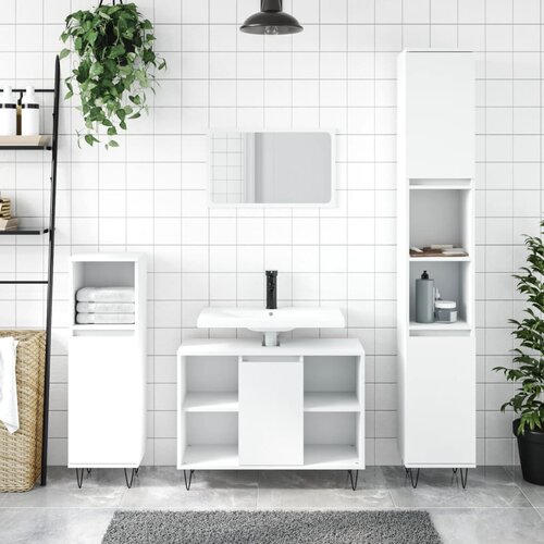 VidaXL Kupaonski ormarić bijeli 80 x 33 x 60 cm od konstruiranog drva Slike