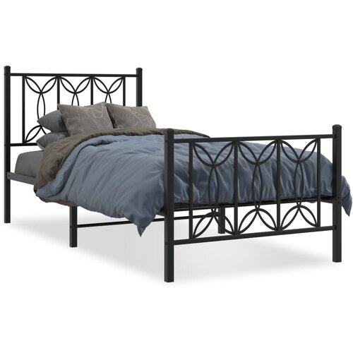 vidaXL Metalni okvir kreveta uzglavlje i podnožje crni 80x200 cm Cijene