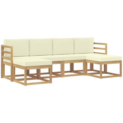 vidaXL Zunanja garnitura za sedenje 6 pcs Naravna in smetana Poliester, (5000280999) Cene