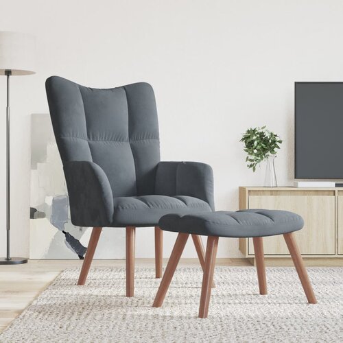 The Living Store Stol za spro&amp;scaron;čanje s stolčkom temno siv žamet - Stol Za Spro&amp;scaron;čanje, (21485259) Slike