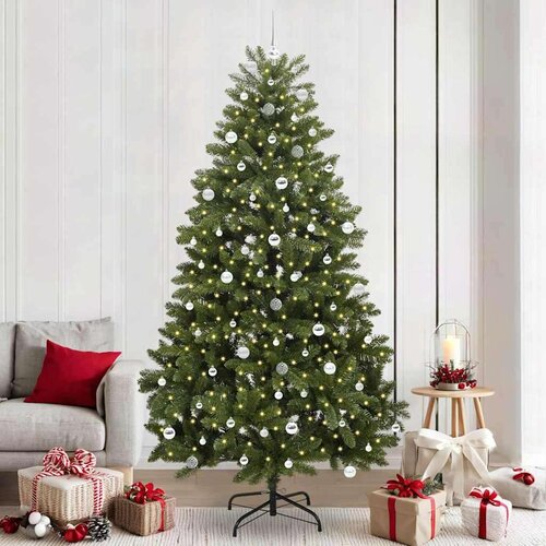 vidaXL Umjetno božićno drvce S LED lampica Zelena 240 cm PVC i metal Cijene