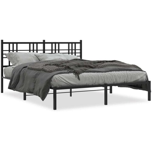Metalni okvir za krevet s uzglavljem crni 150x200 cm Slike