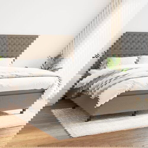  The Living Store Box spring postelja z vzmetnico taupe 140x200 cm blago - Box Spring Postelja, (21441490) Cene
