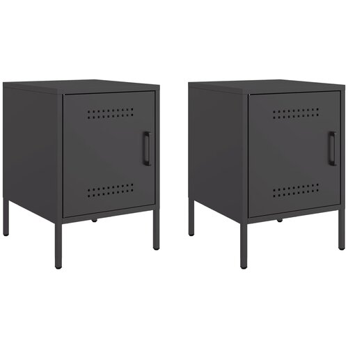 Maison Chic Dvo delni komplet Nočne omarice - Nočne mize črna 36x39x50,5 cm jeklo, (21690406) Cene