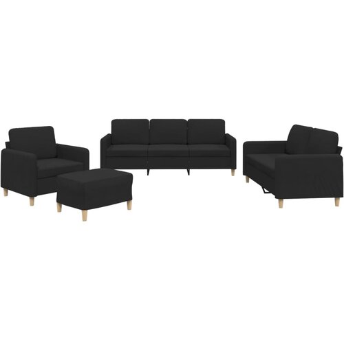  4-dijelni set sofa s jastucima crni od tkanine Slike
