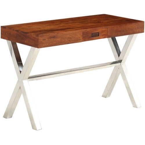 vidaXL pisalna miza iz trdnega akacijevega lesa medena 110x50x76 cm Cene