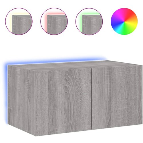 VidaXL Stenska TV omarica z LED lučkami siva sonoma 60x35x31 cm, (20988543) Slike